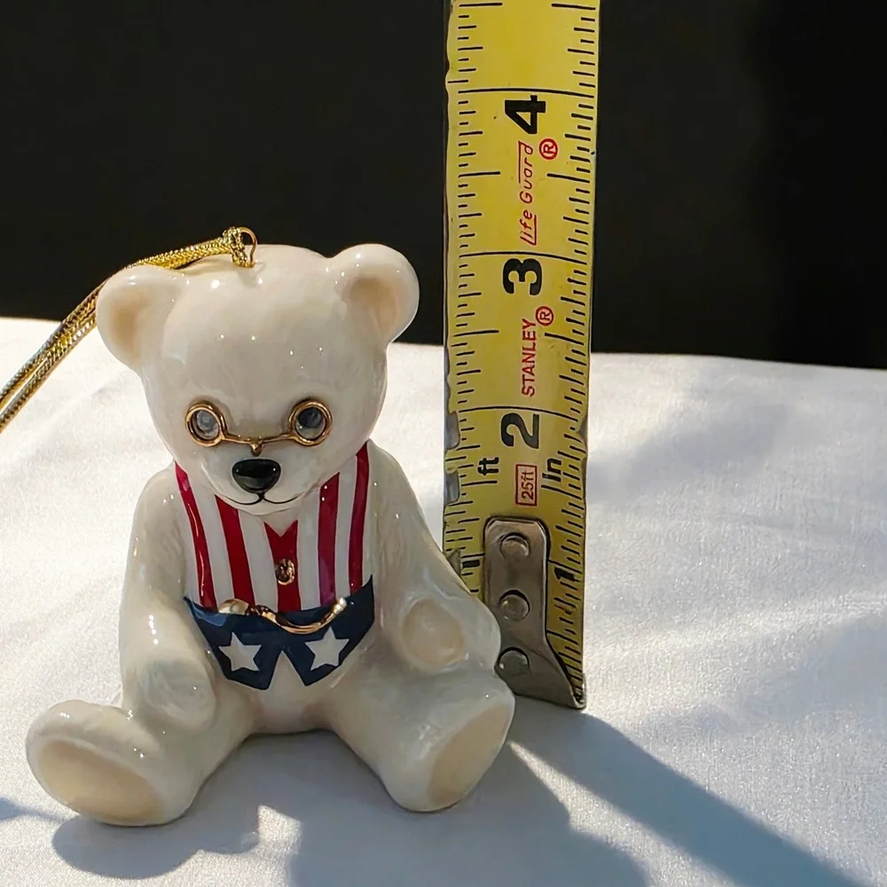 Lenox Teddy Bear China Christmas Ornament Teddys 100th Anniversary Patriotic